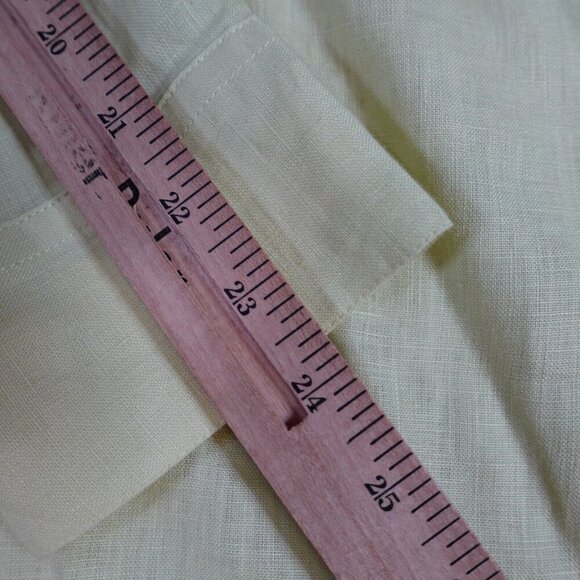 Talbots Shirt 16P Yellow Green Solid 100% Irish Linen Long Sleeves - Picture 8 of 8